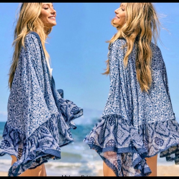 The ARIEL Boho Print Tie Front Kimono Top - Picture 11 of 13